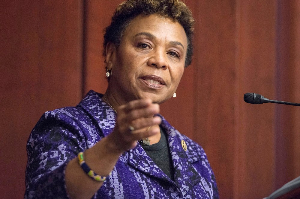Congresswoman Barbara Lee speaks during the 2015 amfAR Capitol Hill Conference at U.S. Capitol Visitor Center on March 24, 2015 in Washington, DC. (Photo by Leigh Vogel/Getty)