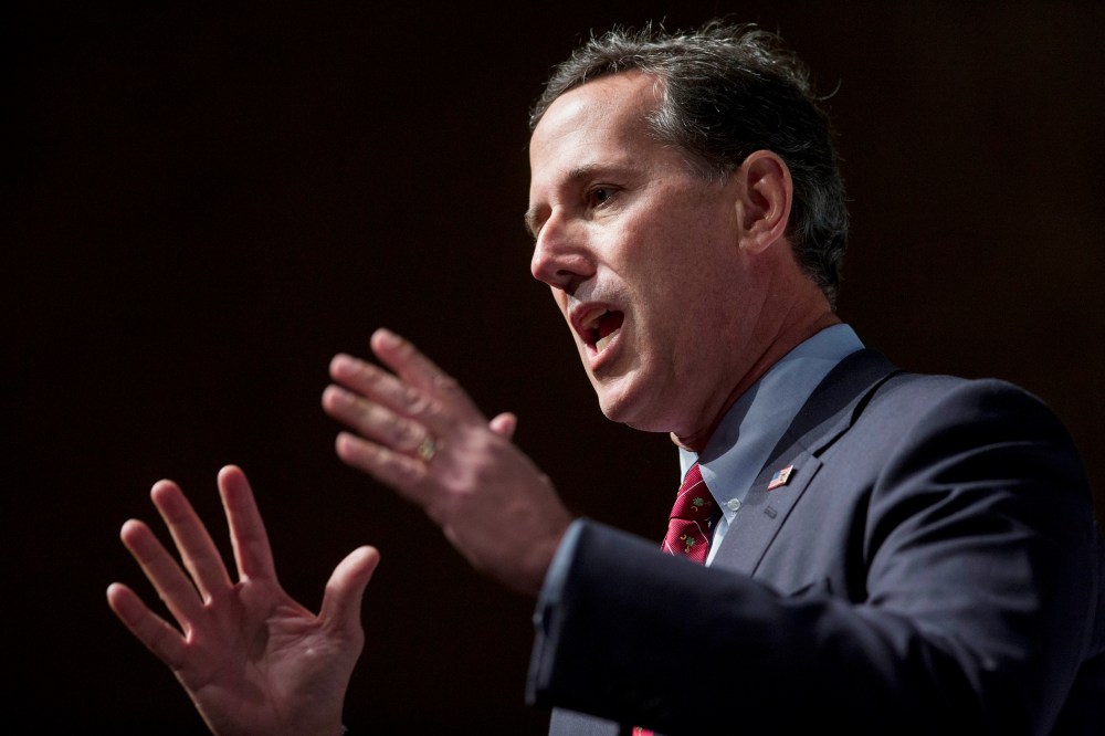 Rick Santorum, former Republican senator of Pennsylvania, speaks during the South Carolina Freedom Summit in Greenville, S.C. on May 9, 2015. (Photo by Andrew Harrer/Bloomberg/Getty)