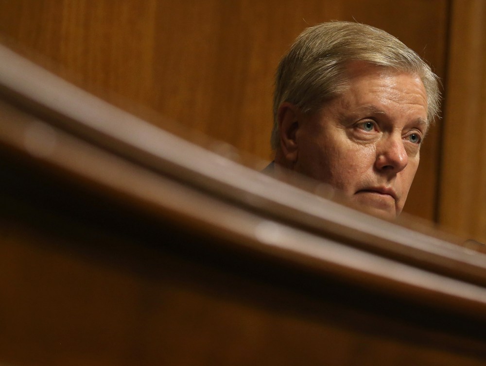 Chairman Lindsey Graham (R-SC) participates in a Senate Judiciary Subcommittee hearing on the use of body cameras by law enforcement May 19, 2015 in Washington, DC. (Photo by Mark Wilson/Getty)