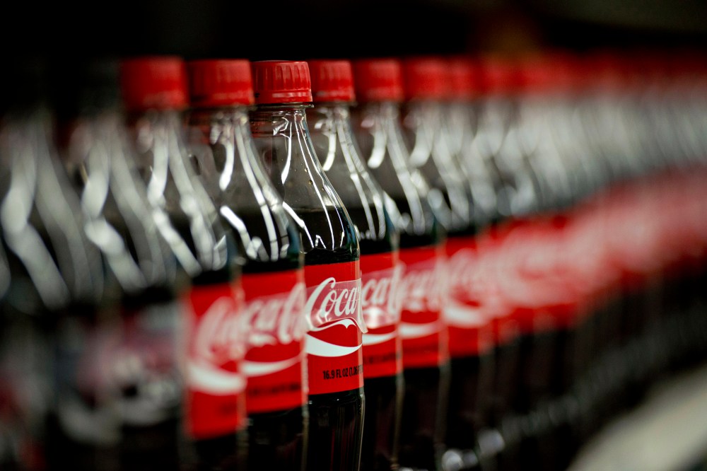 Coca-Cola products sit on display in a supermarket in Princeton, Ill. on Feb. 27, 2014. (Photo by Daniel Acker/Bloomberg/Getty)