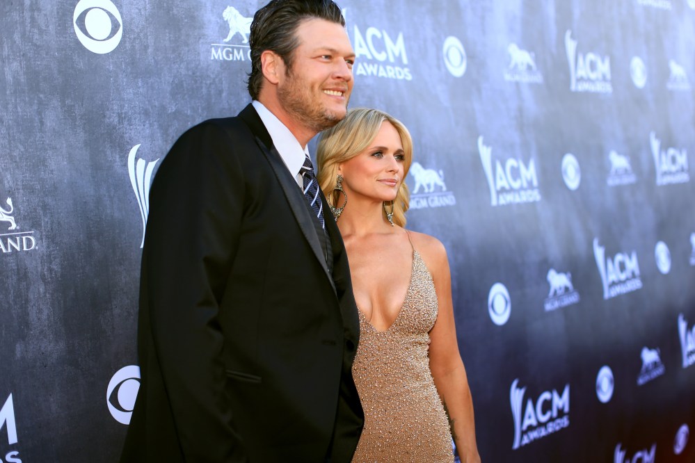 Recording artists Blake Shelton and Miranda Lambert attend the 49th Annual Academy of Country Music Awards at the MGM Grand Garden Arena on April 6, 2014 in Las Vegas, Nev. (Photo by Christopher Polk/ACMA2014/Getty)