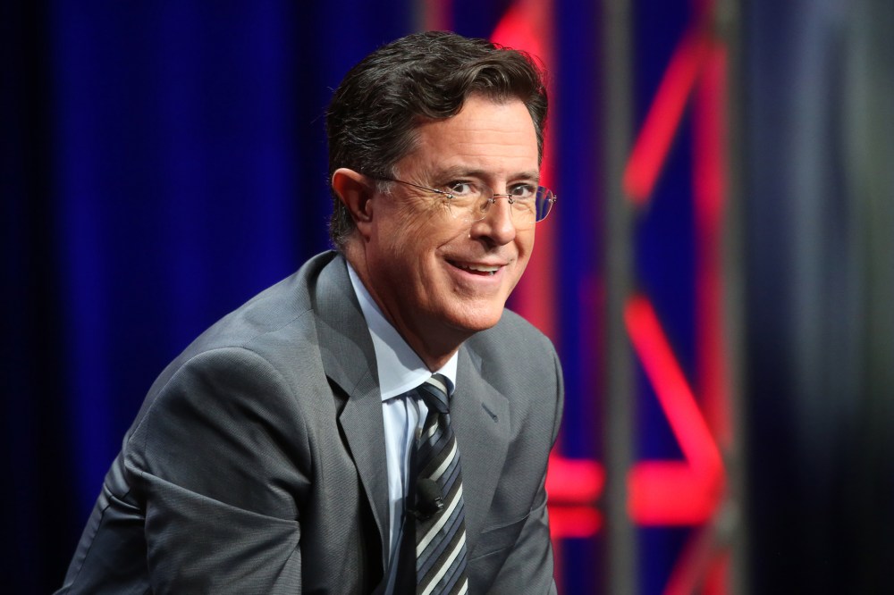 Stephen Colbert speaks onstage. (Photo by Frederick M. Brown/Getty)