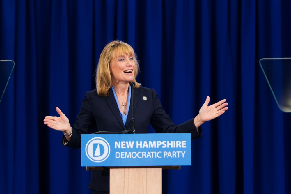N.H. Gov. Maggie Hassan talks on stage during the New Hampshire Democratic Party Convention at the Verizon Wireless Center on Sept. 19, 2015 in Manchester, N.H. (Photo by Scott Eisen/Getty)