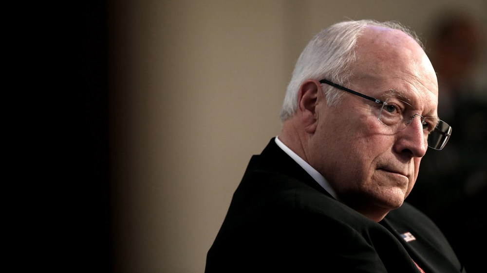 Former U.S. Vice President Dick Cheney listens as his wife Lynne Cheney speaks about her book "James Madison: A Life Reconsidered" May 12, 2014 in Washington, DC. (Photo by Win McNamee/Getty)