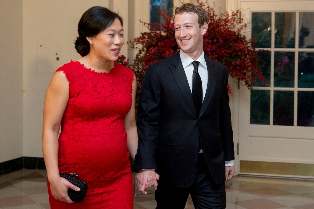 Mark Zuckerberg, chief executive officer and founder of Facebook Inc., and his wife Priscilla Chan arrive at a state dinner in honor of Chinese President Xi Jinping at the White House, Sept. 25, 2015. (Photo by Andrew Harrer/Bloomberg/Getty)