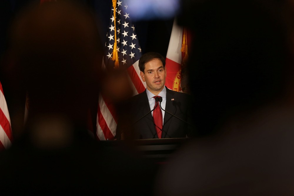 Republican presidential candidate Sen. Marco Rubio (R-FL) speaks to the media as he attends the Sunshine Summit conference on Nov. 13, 2015 in Orlando, Fla. (Photo by Joe Raedle/Getty)
