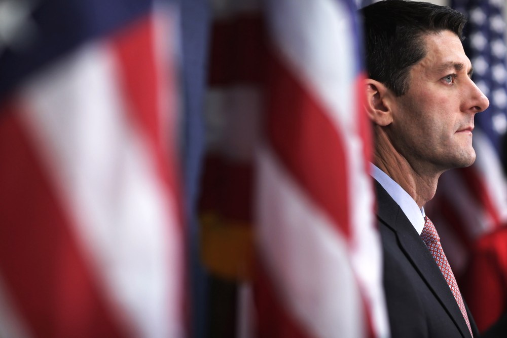 Speaker of the House Paul Ryan (R-WI) holds a news briefing following the weekly Republican Conference meeting at the U.S. Capitol on Nov. 16, 2015 in Washington, D.C. (Photo by Chip Somodevilla/Getty)