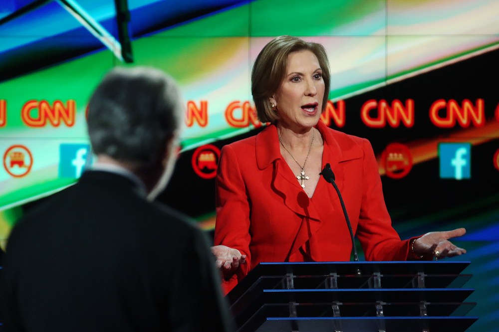 Republican presidential candidate Carly Fiorina during the CNN Republican presidential debate on Dec. 15, 2015 in Las Vegas, Nev. (Photo by Justin Sullivan/Getty)
