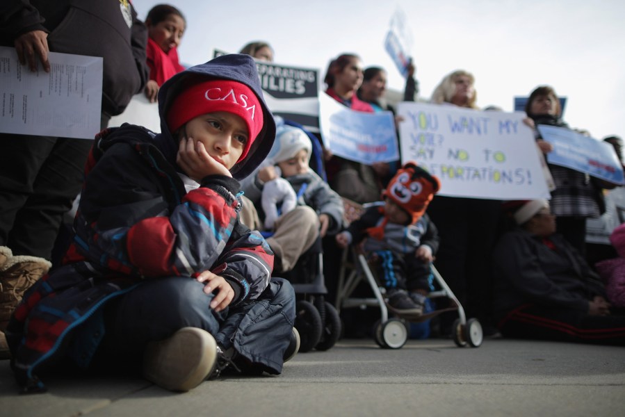 About fifty pro-immigration reform demonstrators gathered for a rally outside the United States Supreme Court Jan. 15, 2016 in Washington, DC. (Photo by Chip Somodevilla/Getty)