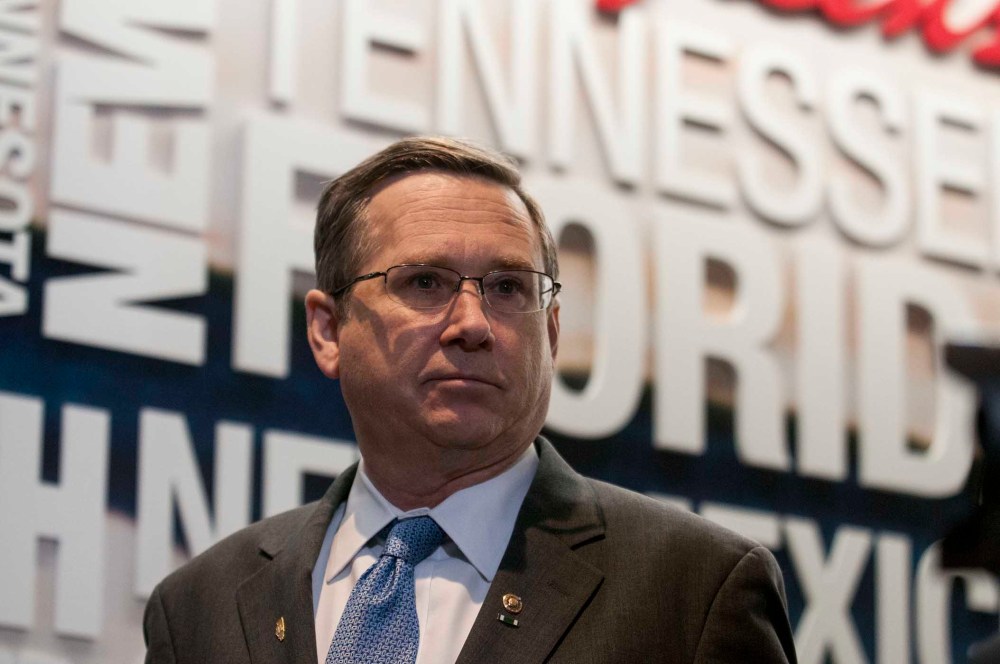 Sen. Mark Kirk (R-IL) attends the unveiling of a multi-state program to combat opioid abuse in the U.S. at a Walgreens store on Feb. 9, 2016 in Washington, DC. (Photo by Gabriella Demczuk/Getty)