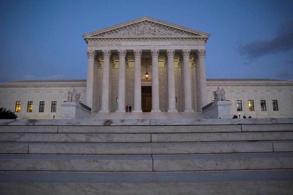 The U.S. Supreme Court is seen at dusk, Feb. 13, 2016 in Washington, DC. Supreme Court Justice Antonin Scalia was at a Texas Ranch Saturday morning when he died at the age of 79. (Photo by Drew Angerer/Getty)