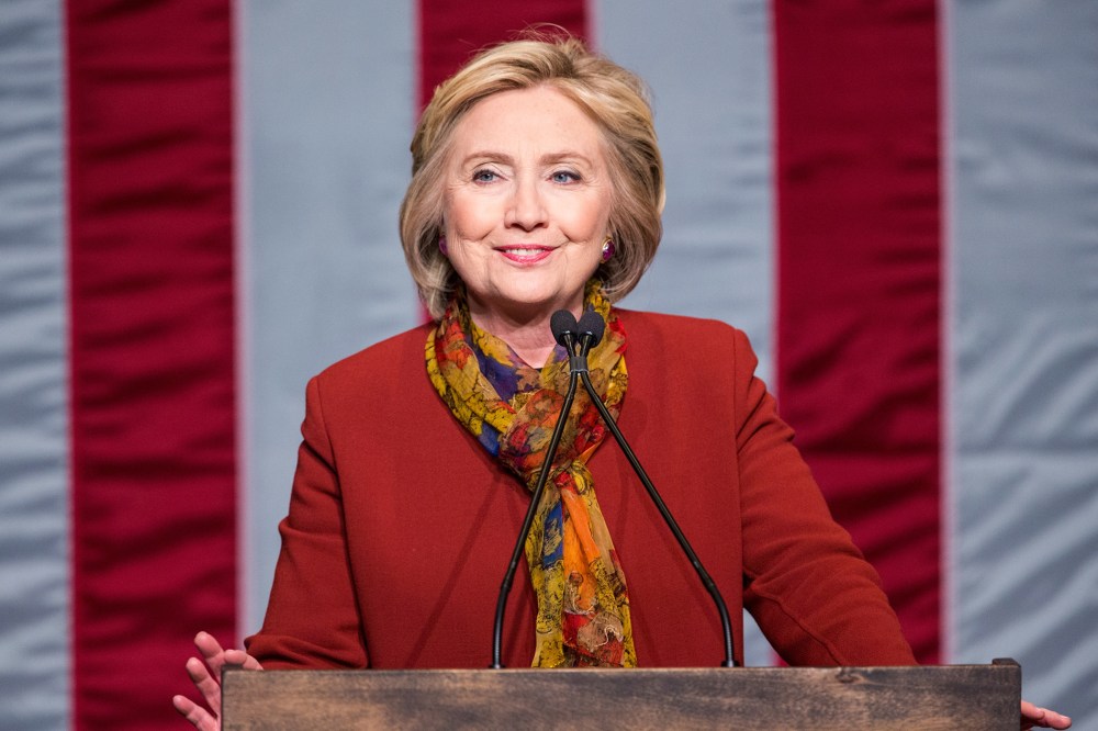 Democratic presidential candidate and former Secretary of State Hillary Clinton speaks at the Schomburg Center for Research in Black Culture on Feb. 16, 2016 in New York City.  (Photo by Andrew Burton/Getty)
