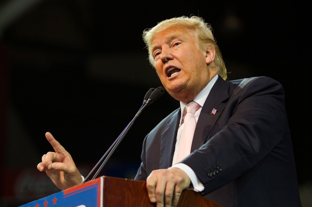 Republican presidential candidate Donald Trump speaks to supporters during a rally at Valdosta State University Feb. 29, 2016 in Valdosta, Ga. (Photo by Mark Wallheiser/Getty)