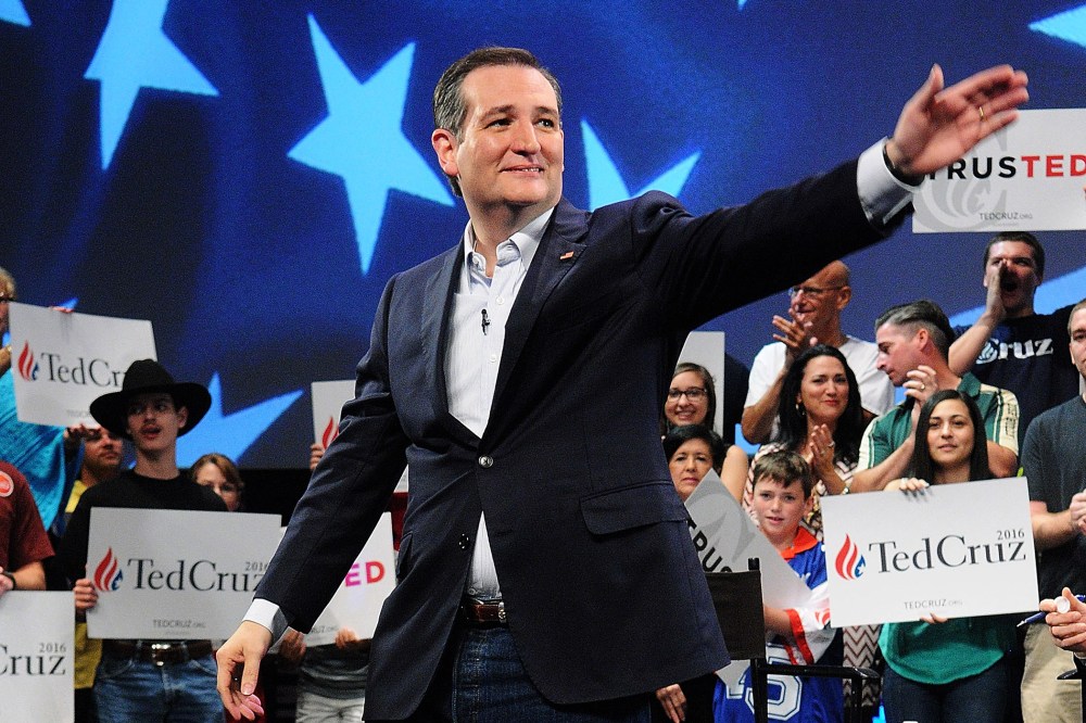 Republican presidential candidate Sen. Ted Cruz (R-TX) waves during a campaign rally at Faith Assembly of God Church on March 11, 2016 in Orlando, Fla. (Photo by Gerardo Mora/Getty)