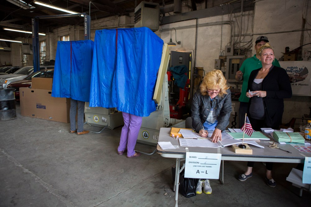 Pennsylvania residents cast their primary day ballots on April 26, 2016 in Philadelphia, Pa. (Photo by Jessica Kourkounis/Getty)