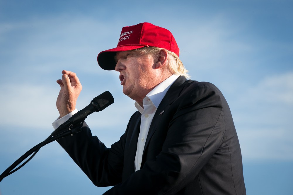 Republican Presidential candidate Donald Trump speaks at a campaign rally on June 1, 2016 in Sacramento, Calif. (Photo by Elijah Nouvelage/Getty)