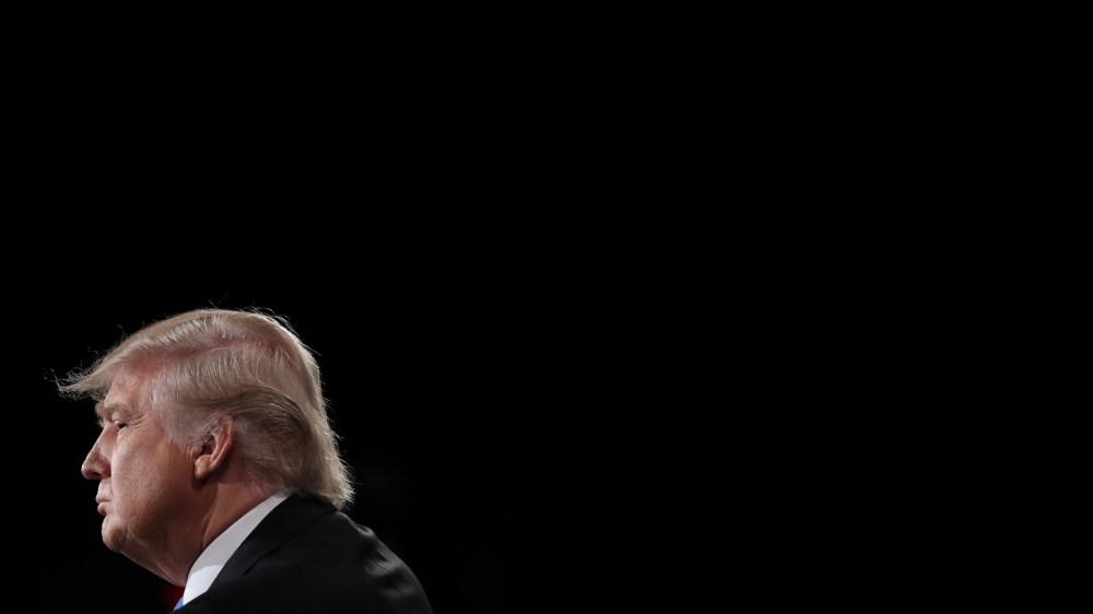 Republican nominee Donald Trump is seen during the first presidential debate at Hofstra University in Hempstead, New York on Sept. 26, 2016. (Photo by Joe Raedle/AFP/Getty)