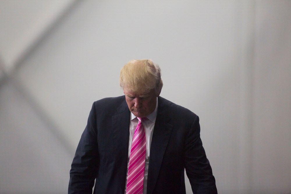 Republican presidential nominee Donald Trump attends a campaign event on Oct. 1, 2016 at the Spooky Nook Sports Complex in Manheim, Penn. (Photo by Jessica Kourkounis/Getty)