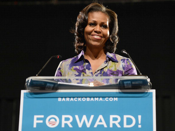 File Photo: First Lady Michelle Obama speaks to grassroots supporters at James L Knight Center on November 1, 2012 in Miami, Florida. (Photo by Larry Marano/WireImage/File)