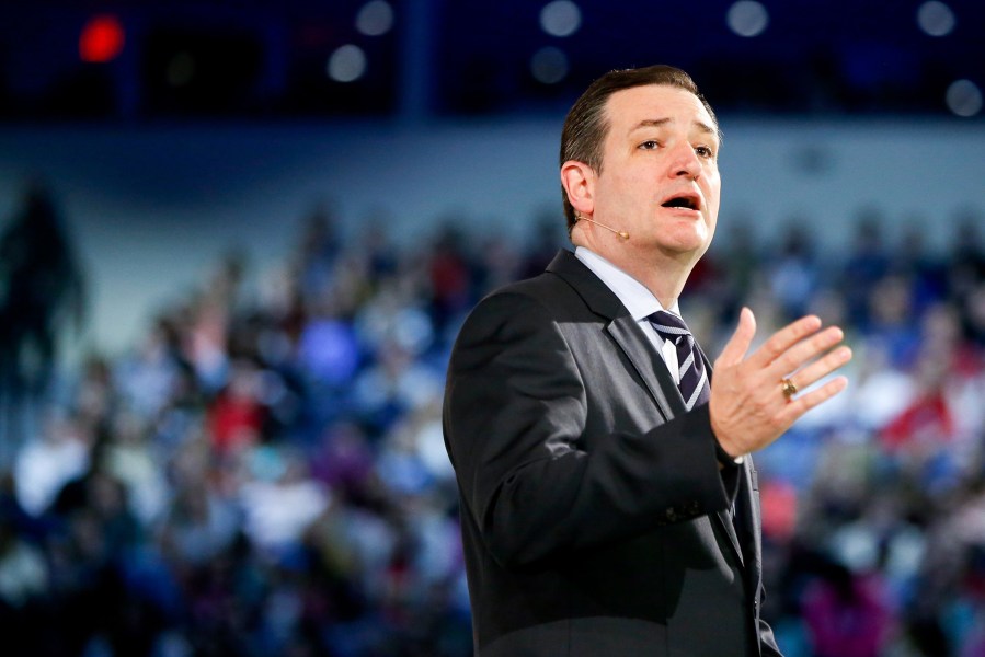 Sen. Ted Cruz, R-Texas speaks at Liberty University, founded by the late Rev. Jerry Falwell, March 23, 2015 in Lynchburg, Va., to announce his campaign for president. (Photo by Andrew Harnik/AP)