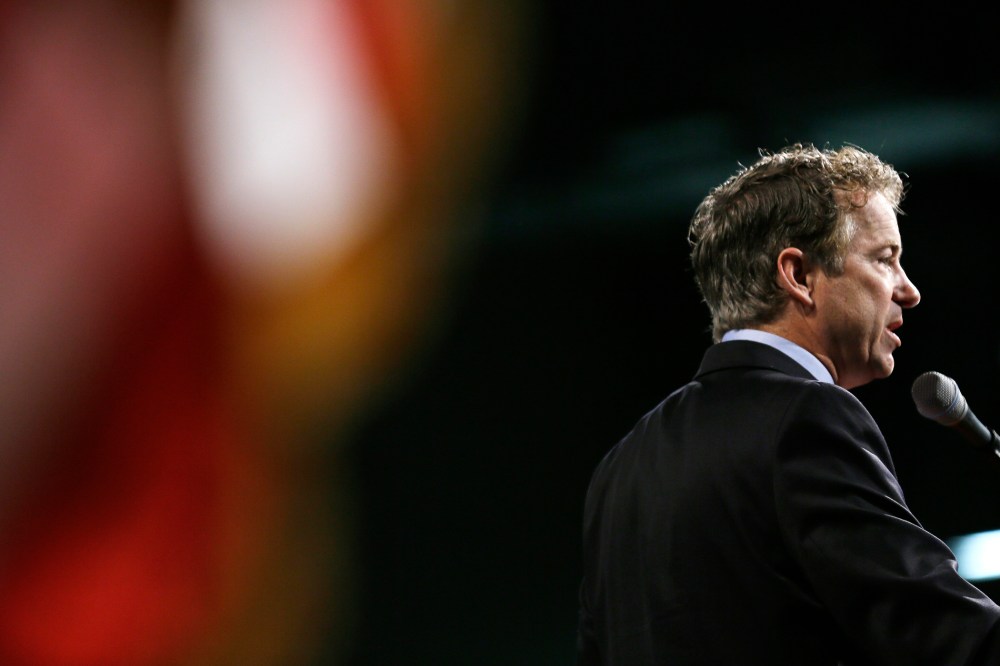 U.S. Sen. Rand Paul, R-Ky., speaks during the Iowa State Republican Convention, June 14, 2014, in Des Moines, Iowa.
