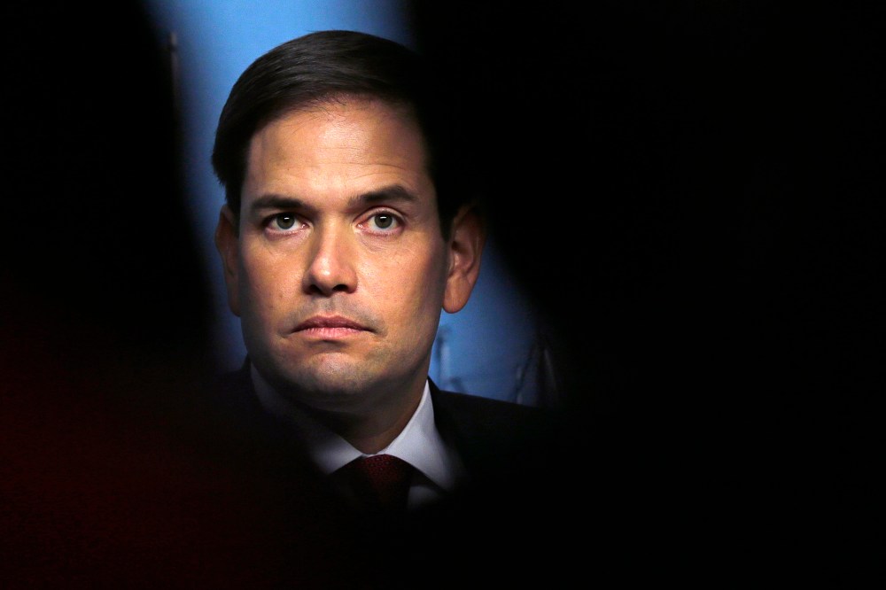 Republican presidential candidate Sen. Marco Rubio, R-Fla. listens to questions during a campaign event at St. Anslem College in Manchester, N.H., Nov. 4, 2015. (Photo by Charles Krupa/AP)