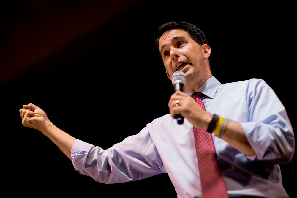 Republican presidential candidate Wisconsin Gov. Scott Walker speaks at the RedState Gathering, Aug. 8, 2015, in Atlanta, Ga. (Photo by David Goldman/AP)