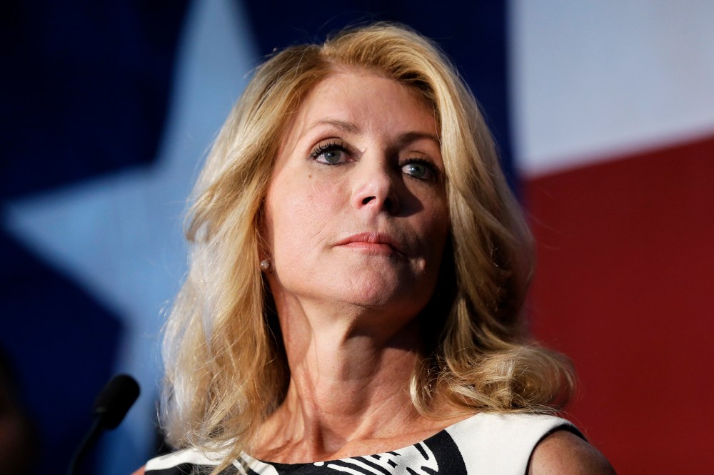 Texas Democratic gubernatorial candidate Wendy Davis speaks during a stop at Palo Alto College, Aug. 26, 2014, in San Antonio, Texas.