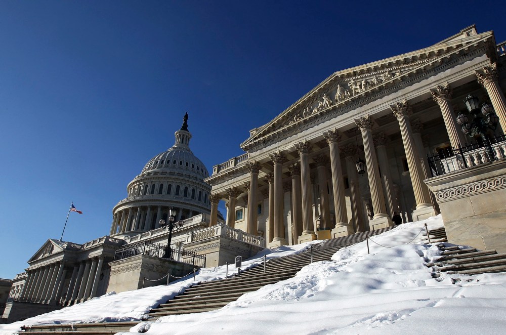 The U.S. Capitol, and U.S. Senate chamber (R), are shown December 23, 2009 in Washington, D.C.