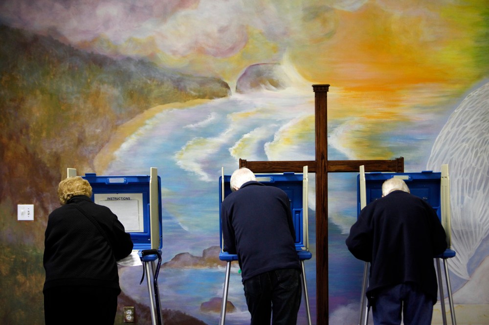 Voters cast ballots at the Fellowship of Christ church in Cary, N.C. on Election Day, Nov. 6, 2012.