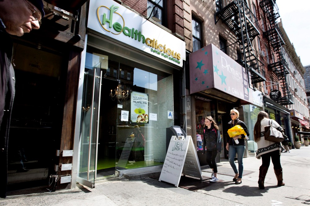 Healthalicious, a salad-and-wrap restaurant on Second Avenue which was partly owned by Rep. Michael Grimm (R-N.Y.), in New York, April 28, 2014.