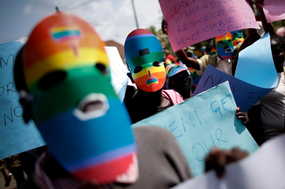 Kenyan LGBT supporters protest against Uganda's anti-gay bill