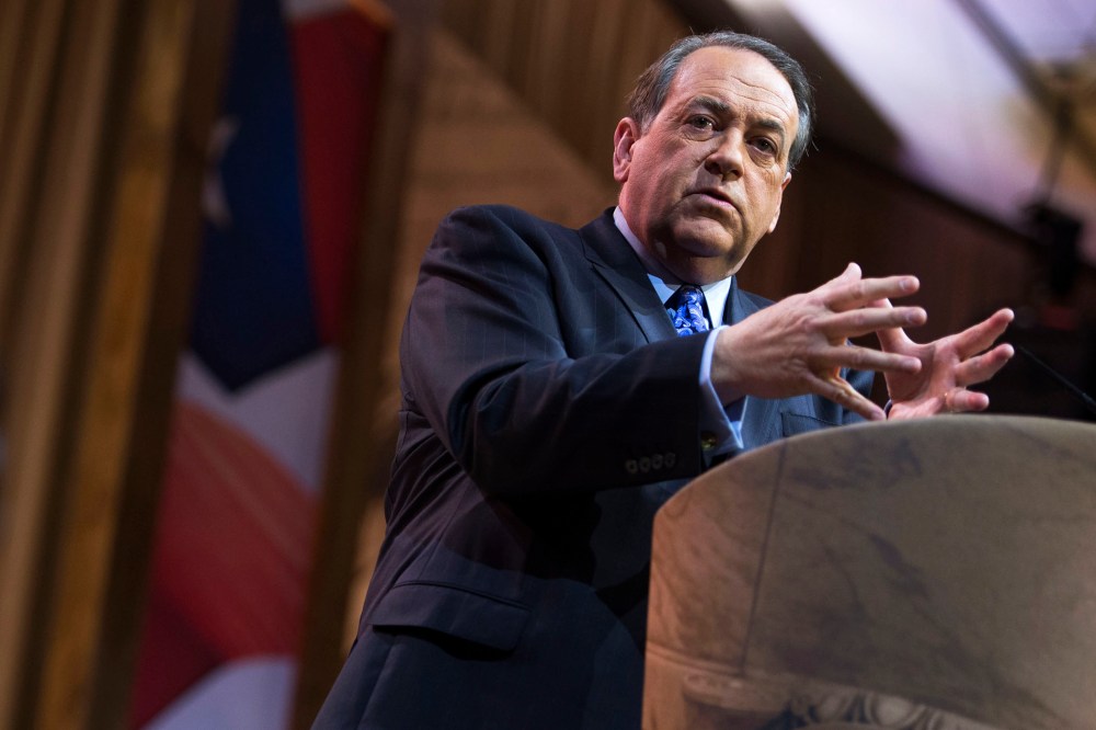Former Arkansas Governor Mike Huckabee delivers remarks during the Conservative Political Action Conference in National Harbor, Md., March 7, 2014.