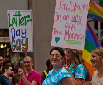 Straight, gay and lesbian Mormons marched together in the NYC Pride March on Sunday, June 24 (Courtesy of David Lumb for msnbc.com)