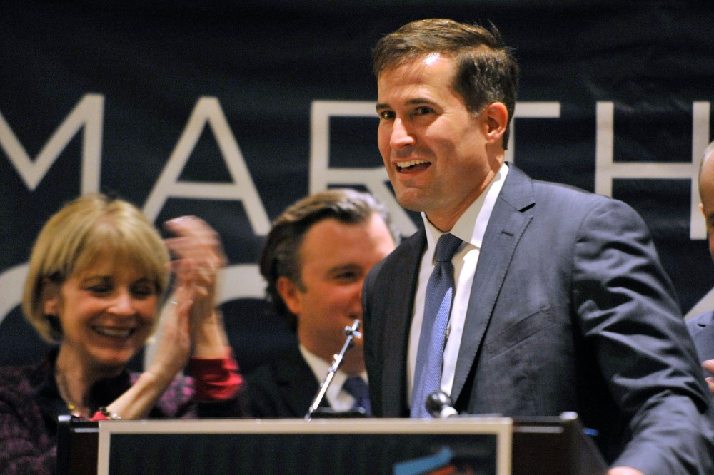 Seth Moulton at a Democratic Party unity breakfast Wednesday, Sept. 10, 2014, in Boston.