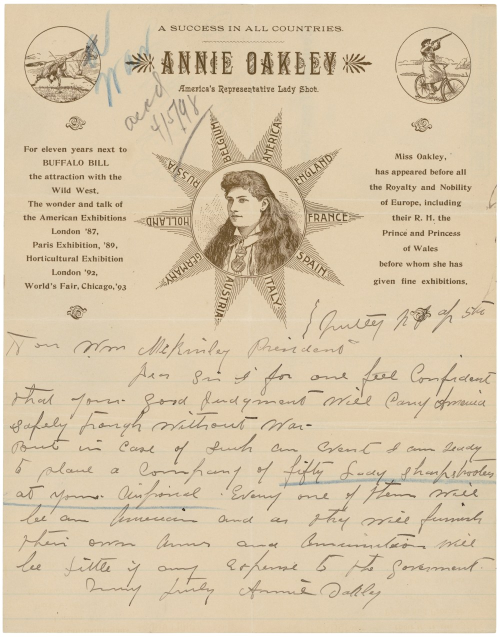 Annie Oakley had awesome stationery