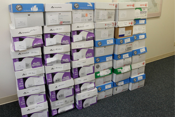 Boxes containing thousands of pages of Sarah Palin's emails from her first 21 months as governor.