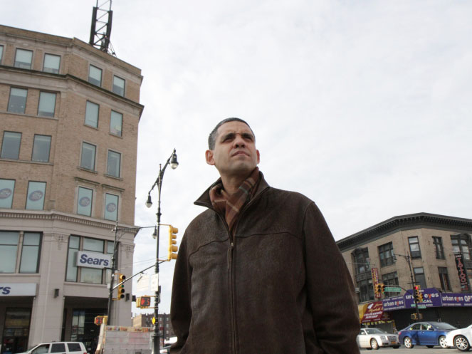 Louis “Bronx Obama” Ortiz poses for a photo at in the Bronx, New York City. (Photo by Trymaine Lee/msnbc)