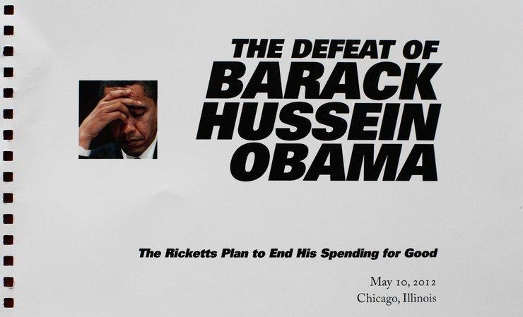 The front page of the Character Matters PAC's proposal for a five-minute film criticizing the President.