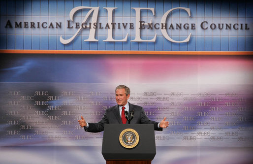 President George W. Bush speaking to ALEC in 2007.