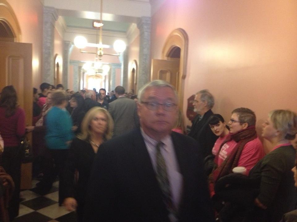 Outside a legislative hearing this month in Ohio.