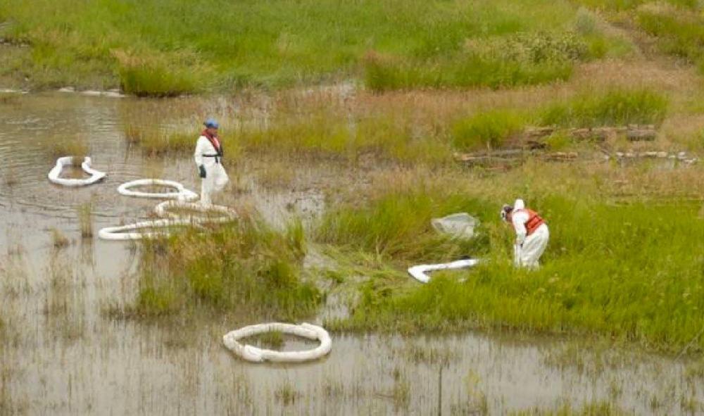 One of four photos Exxon Mobil has posted since the cleanup began.