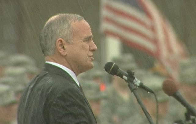 Governor Mark Dayton speaks to the Minnesota National Guard in May.