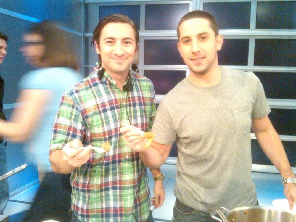 Anthony Terrell (left) and Mike Yarvitz, two TRMS producers, enjoying the Volcano that was just made on the show