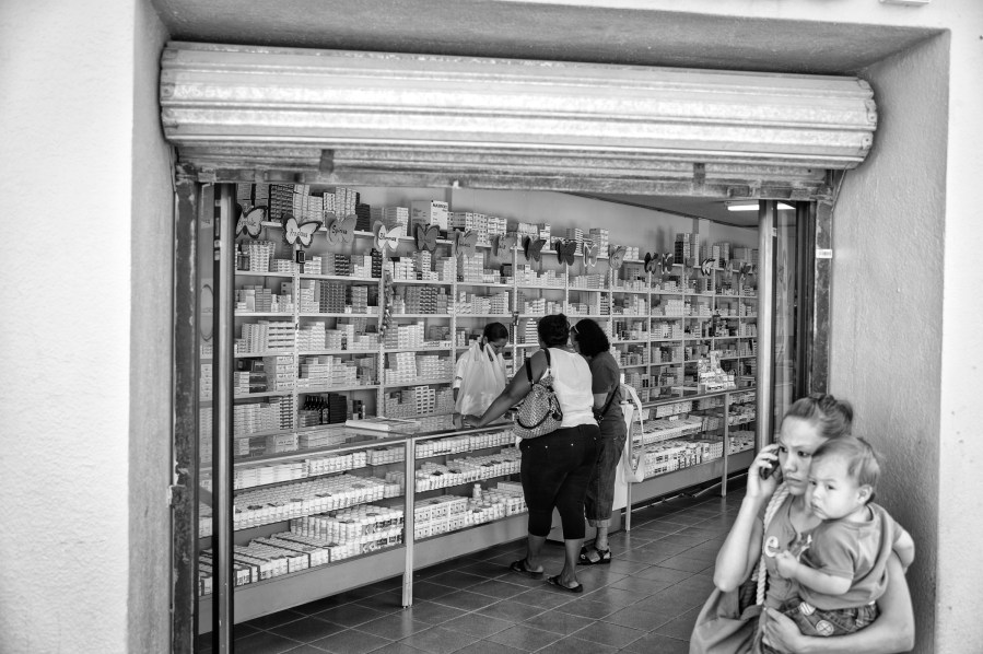 Women at one of the many pharmacies around the border town of Nuevo Progreso, Mexico on April 23, 2014.