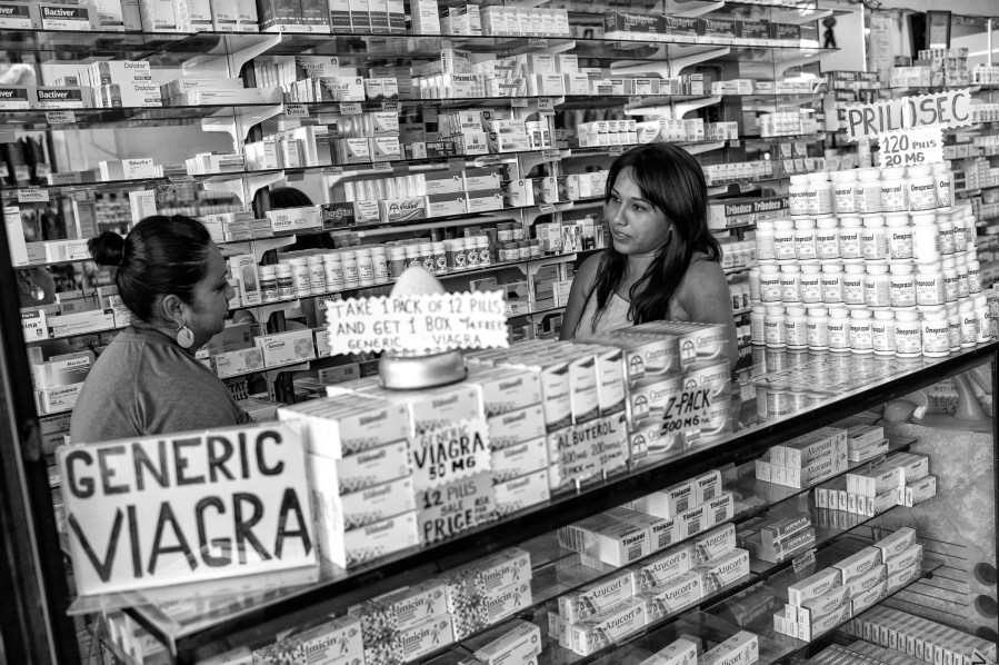 Inside a pharmacy in Nuevo Progreso, Mexico on April 23, 2014.