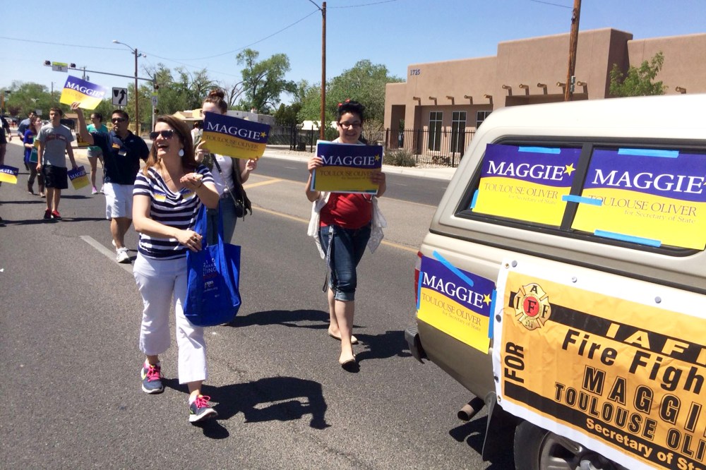 Maggie Toulouse Oliver and supporters.