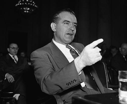 Sen. Joseph McCarthy's (R-Wis) at a March 9, 1950 session of a hearing on  McCarthy's charges of Communist infiltration in the state department. McCarthy, testifying before a senate foreign relations subcommittee, termed the subcommittee a "Tool" of...