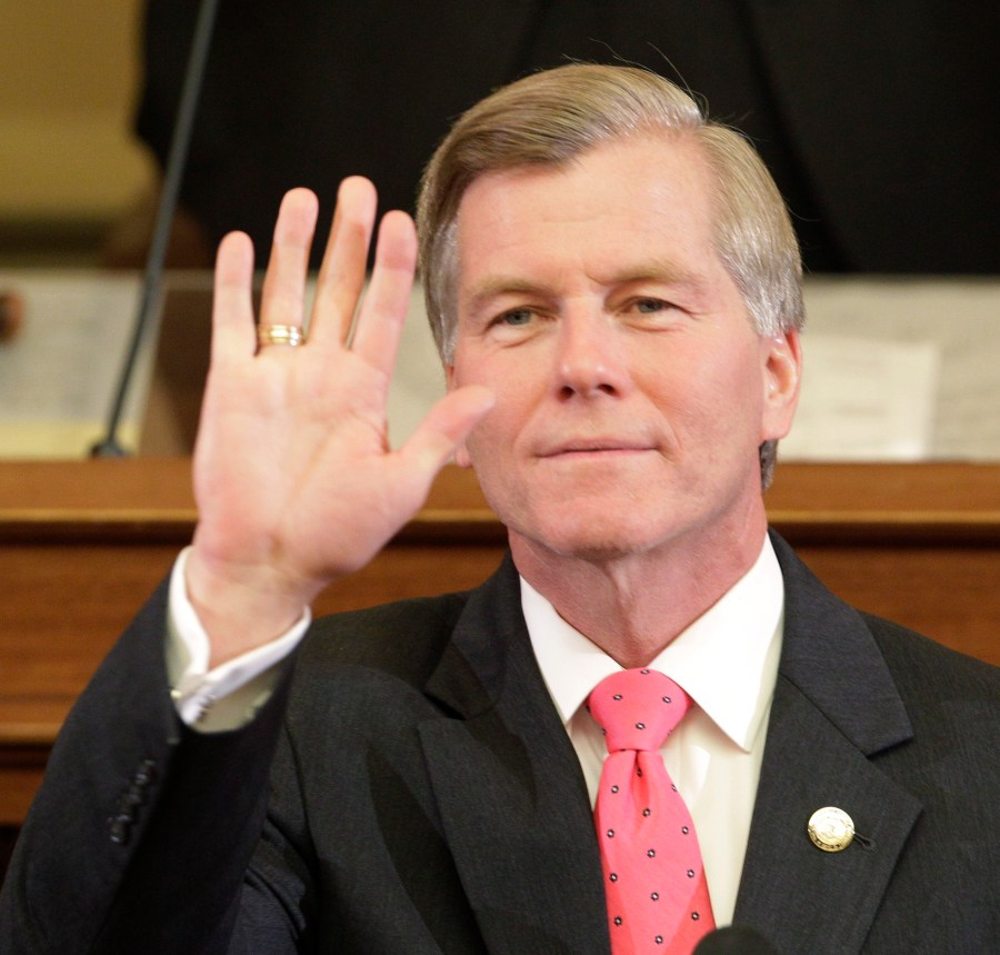 Virginia Gov. Bob McDonnell waves to his wife as he delivers his State of the Commonwealth address before a joint session of the 2013 Virginia General Assembly in the House chambers at the Capitol, Wednesday, Jan. 9, 2013 in Richmond, Va. (Photo by...