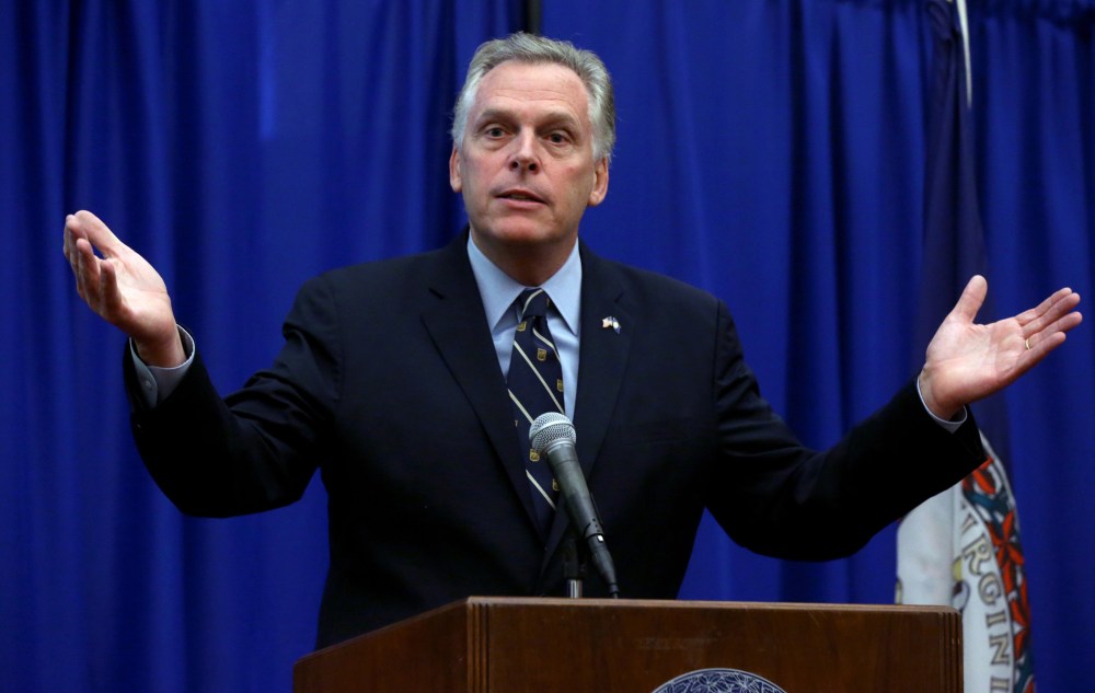 Virginia Governor Terry McAuliffe during a news conference at the Patrick Henry Building in Richmond, Va.,  Monday, March 24, 2014.